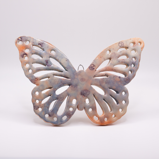 Blue, Orange, & Purple Ceramic Butterfly