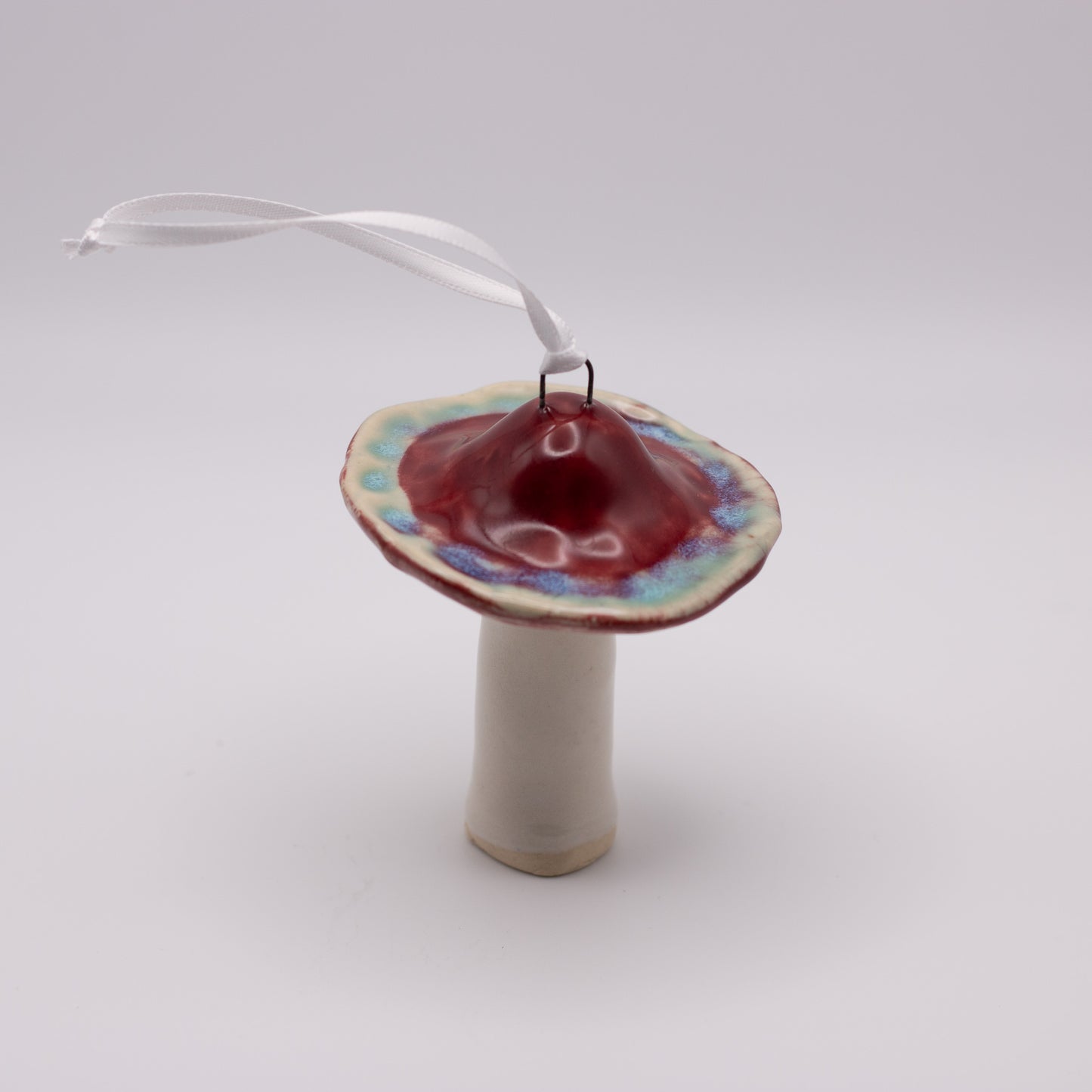 Mushroom Ornament-Red w/ Blue Edge